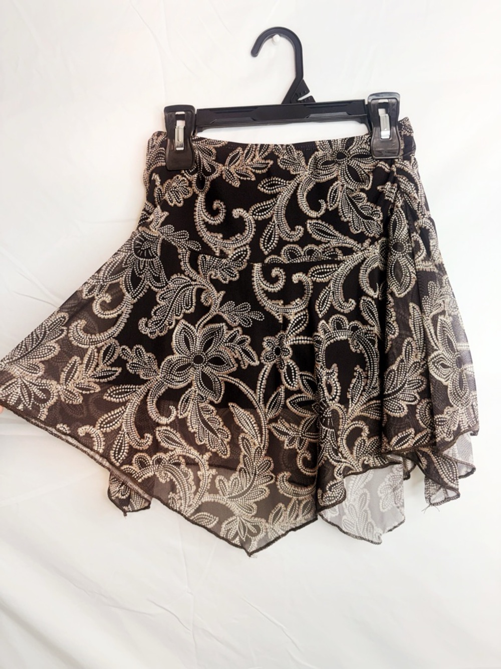 See You Monday Black and Cream Floral Mini Skirt
